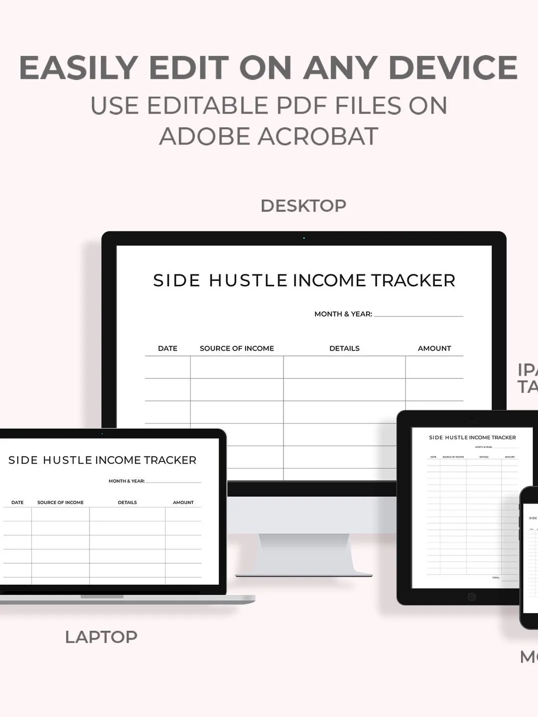 Side Hustle Income Tracker Printable | Monthly Income Tracker PDF ...