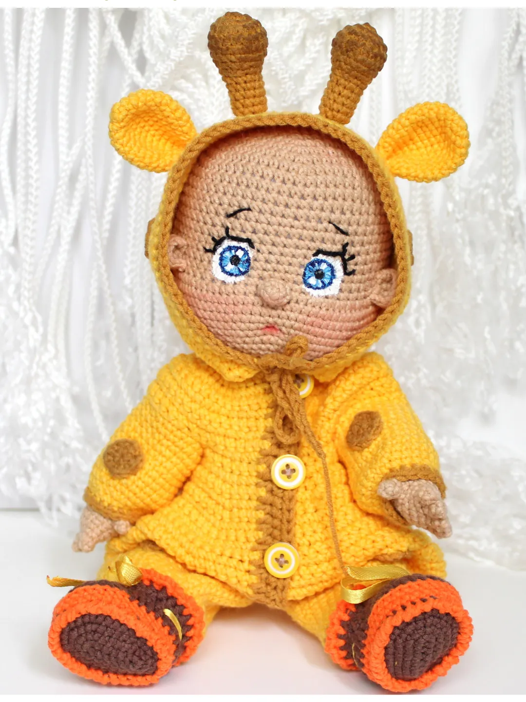 Doll boy crochet pattern PDF in English Amigurumi doll giraffe costume Baby doll crochet tutorial