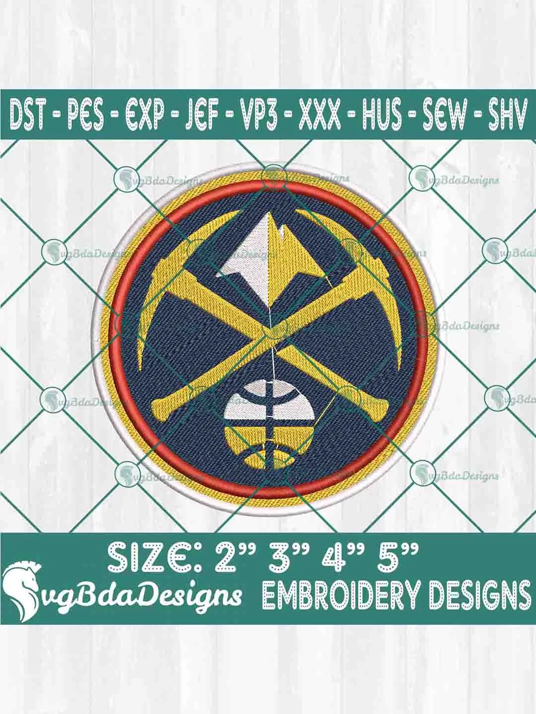 Denver Nuggets Machine Embroidery Design, NBA Embroidery Machine Designs