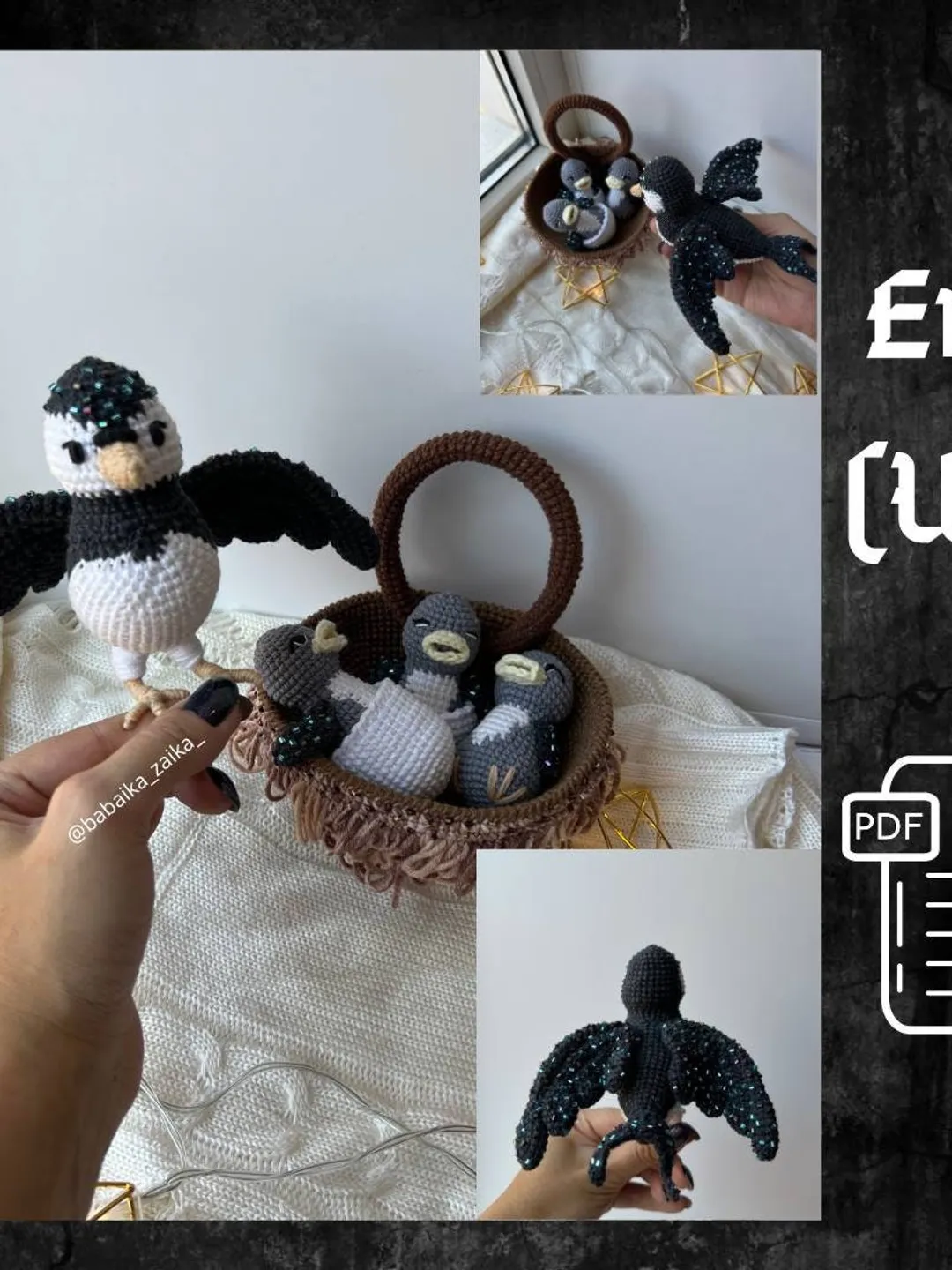 PDF Crochet Swaalow's nest Pattern, Amigurumi Bird, Amigurumi decor, Amigurumi nest, Amigurumi House Pattern, Crochet swallow pattern