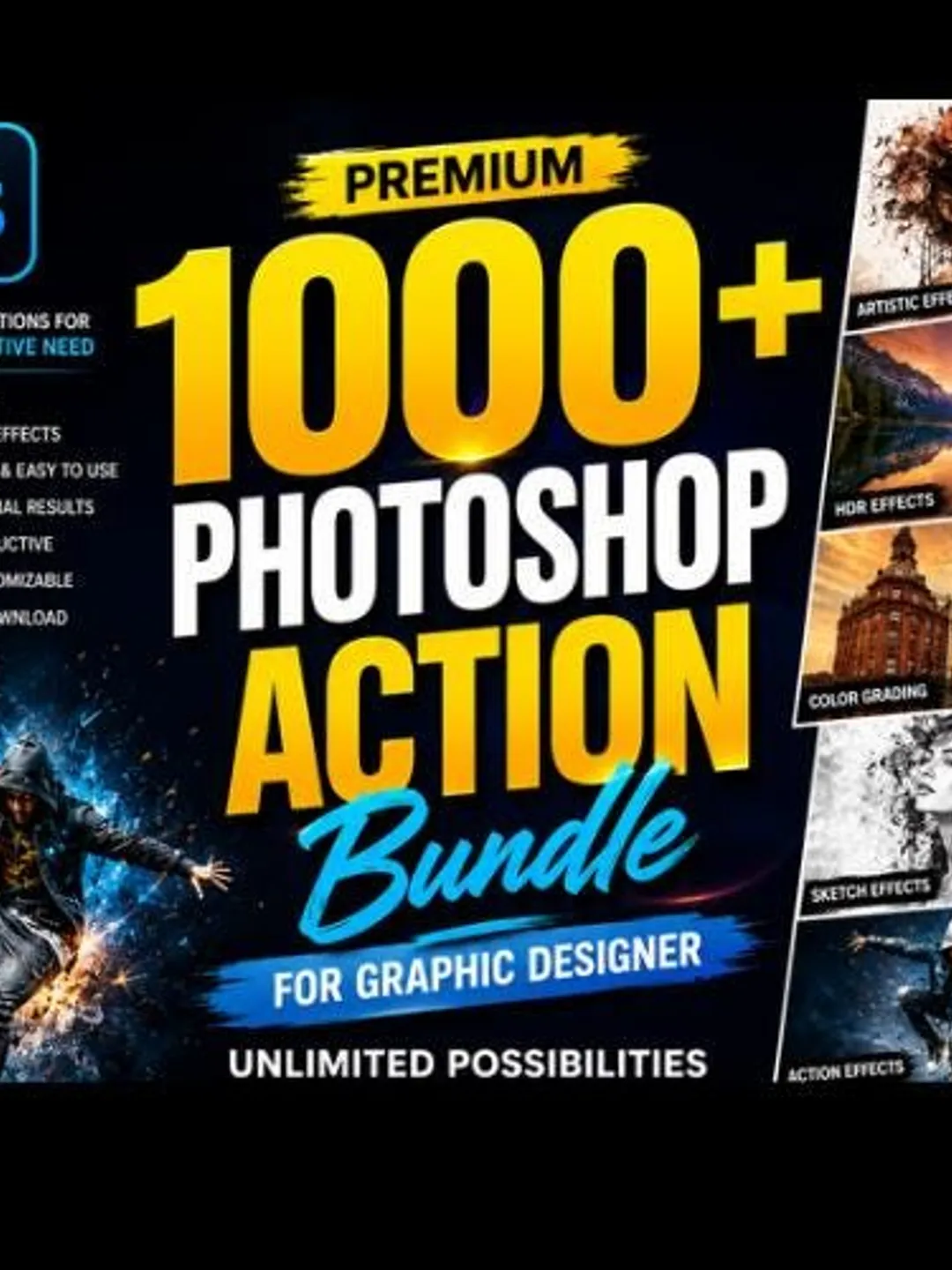 1000+ Photoshop Action Bundle: Professional Photo Effects, Vintage, HDR For Graphic Designers