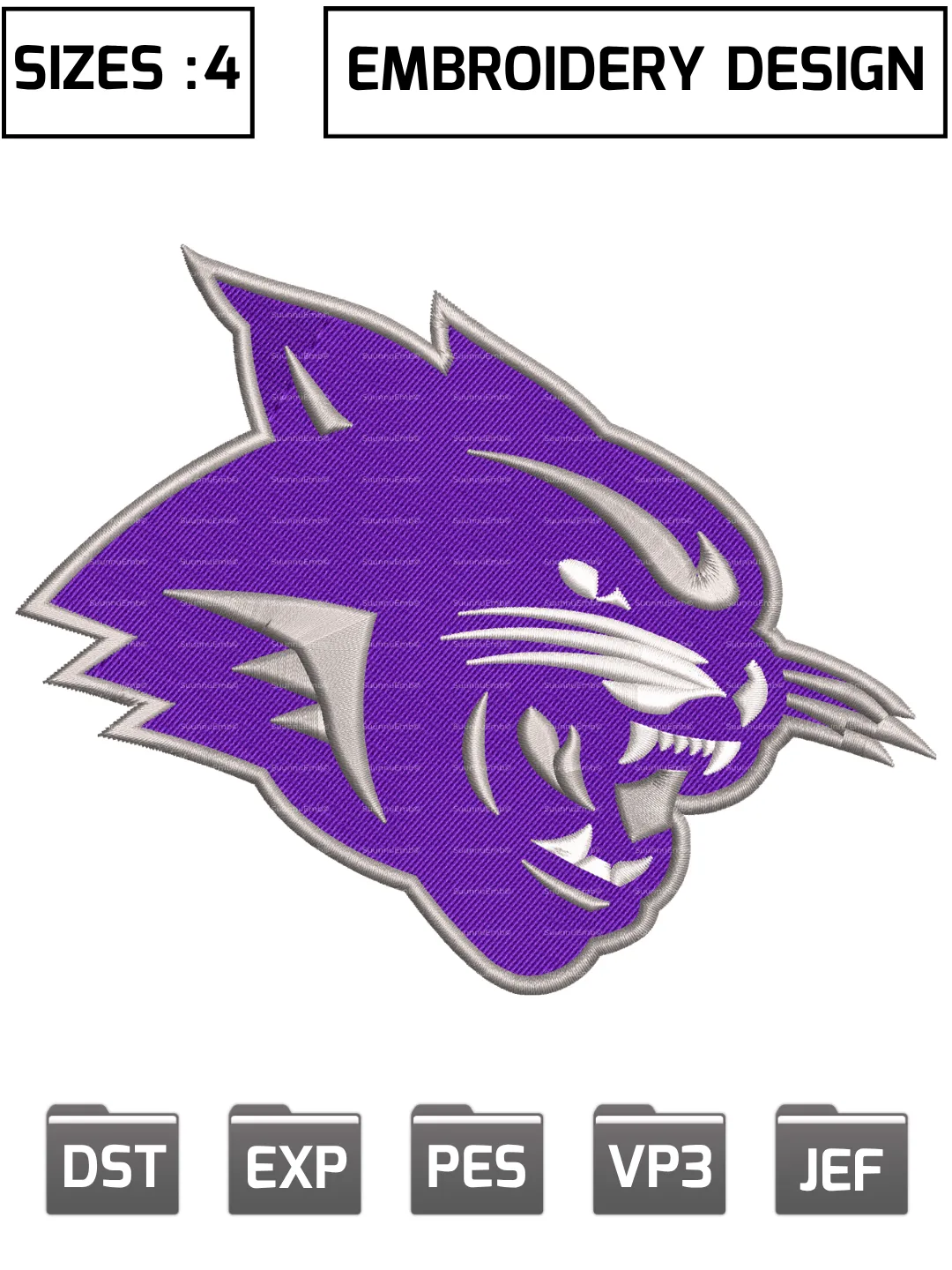 Abilene Christian Wildcats Embroidery Design,Machine Embroidery Design File,4 Sizes, Digital Download