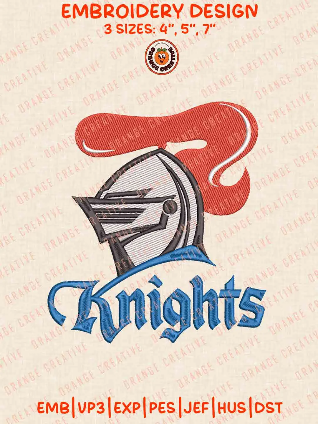 Newcastle Knights Logos Embroidery Design, NRL Team Machine Embroidery Digitized Pes File, 4 Sizes, Custom Size, Instant Download