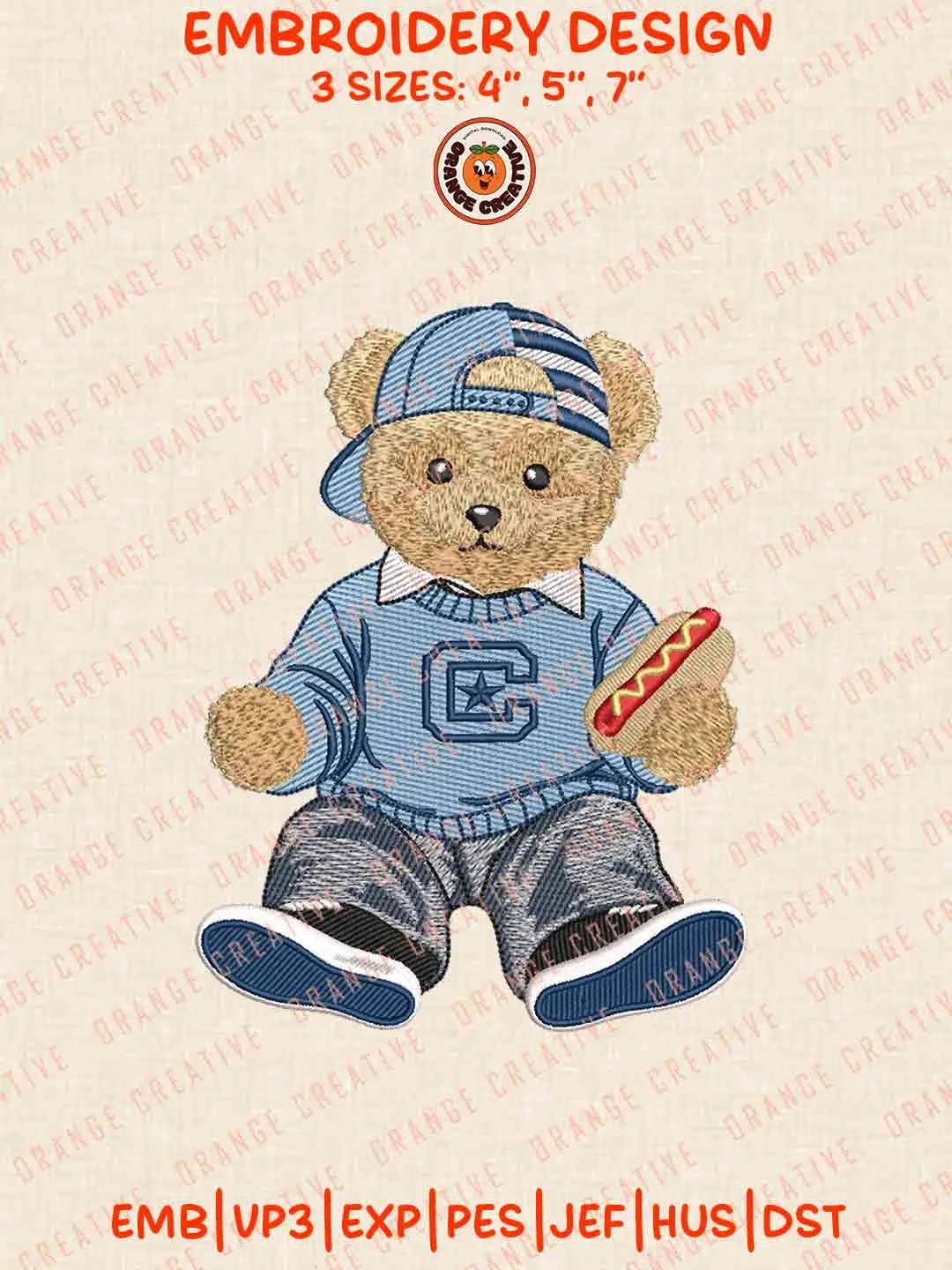 The Citadel Bulldog Teddy Bear Embroidery Design Files, Football Logos Embroidery Designs, Sport Machine Embroidery Files, 3 Sizes, Custom Sizes, Instant Download