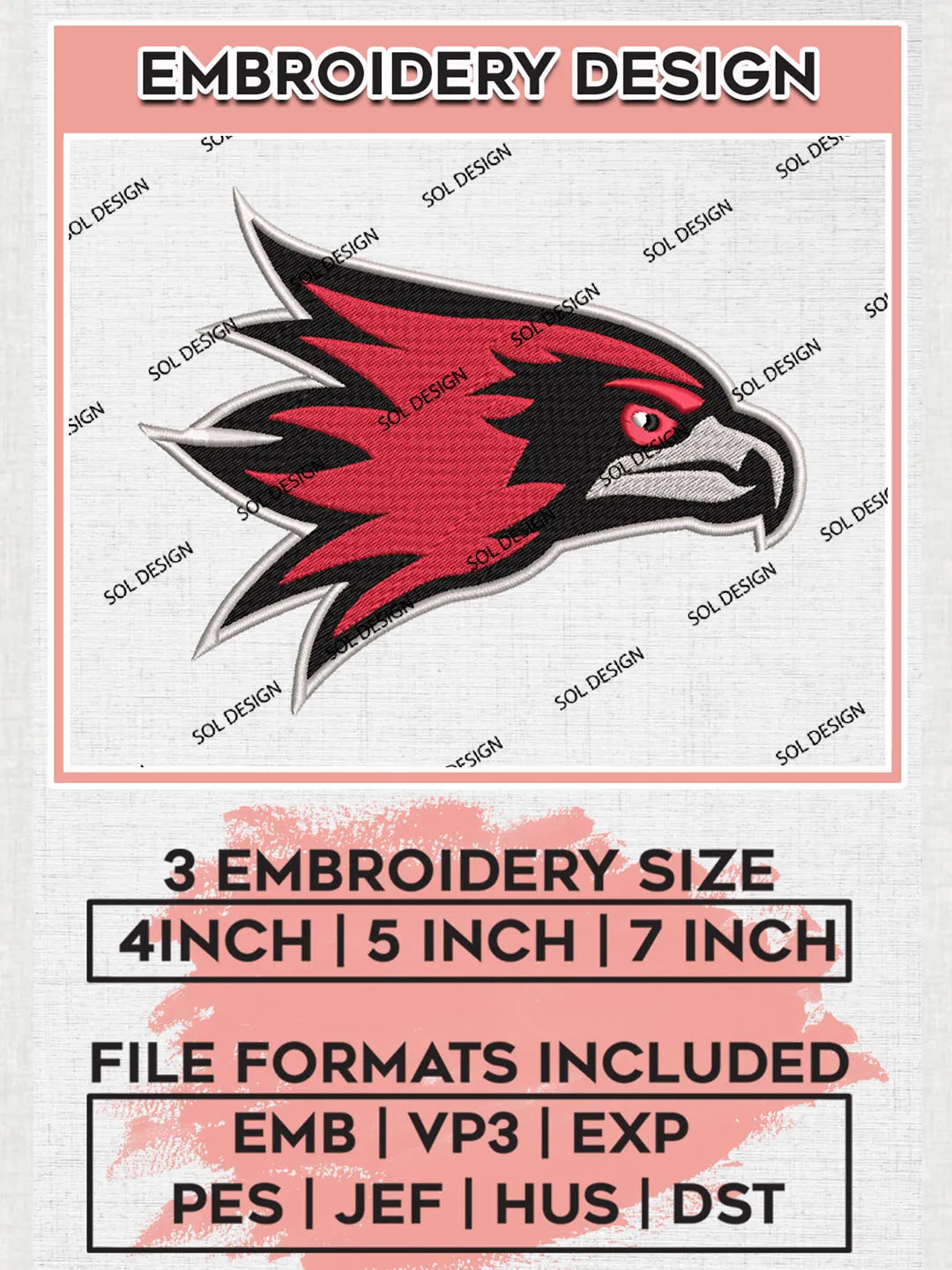 Southeast Missouri State Redhawks Mascot Embroidery Designs, NCAA Logo ...