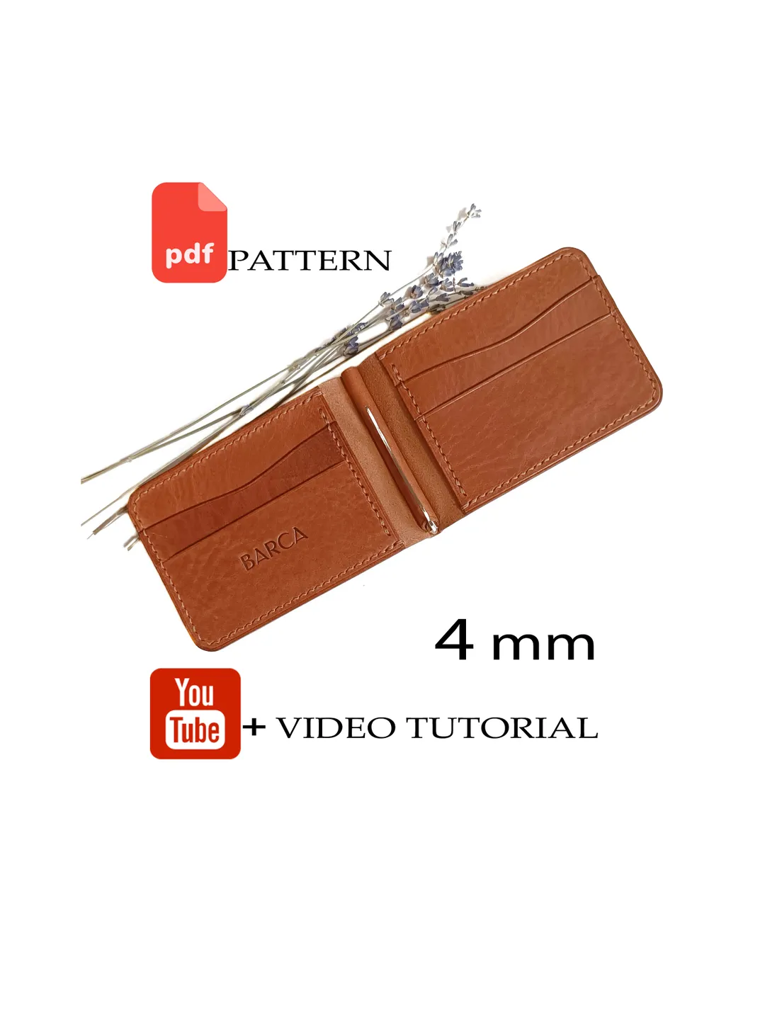 Pattern of a money clip wallet - Leather wallet pattern - Download PDF. Punch pitch 4 mm