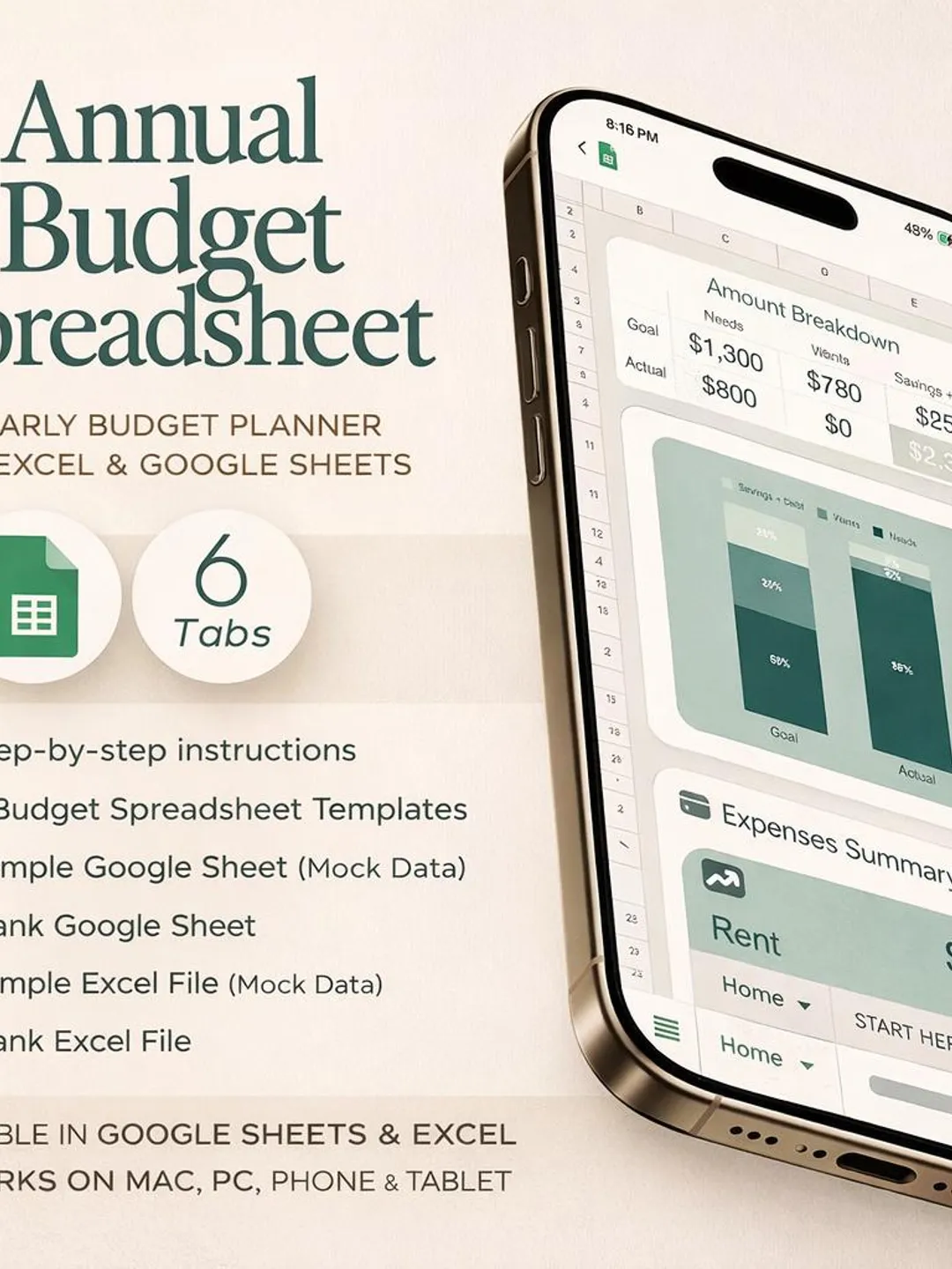 Ultimate Annual Budget Spreadsheet | Yearly Budget Planner for Excel ...