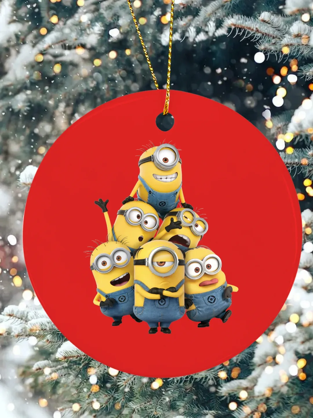 With Minions Christmas Ceramic Ornament