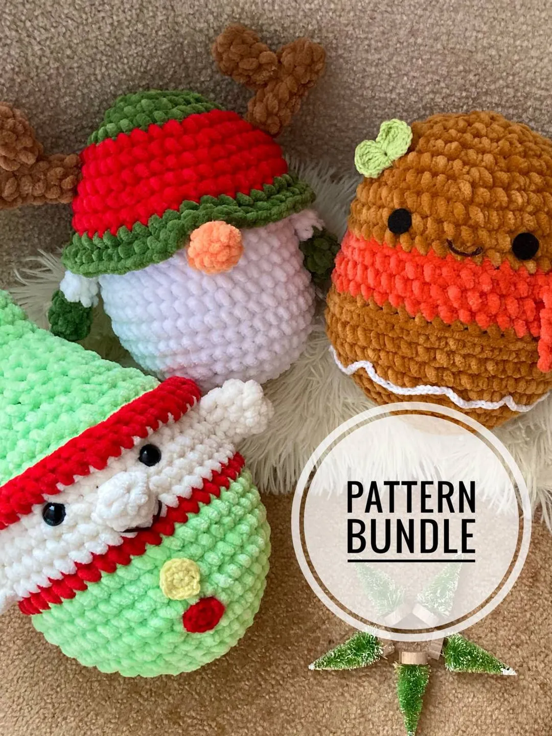 Crochet Christmas toys pattern set Amigurumi Xmas plushies pattern Crochet gingerbread tutorial Crochet elf pattern Crochet gnome pattern bundle pdf