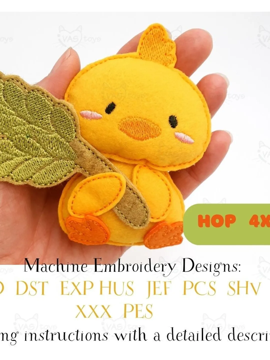 ITH Little Chick with Wheat Embroidery Design, Felt Stuffed Birdie Toy Pattern, Farm Decor 4x4 Hoop Digital File