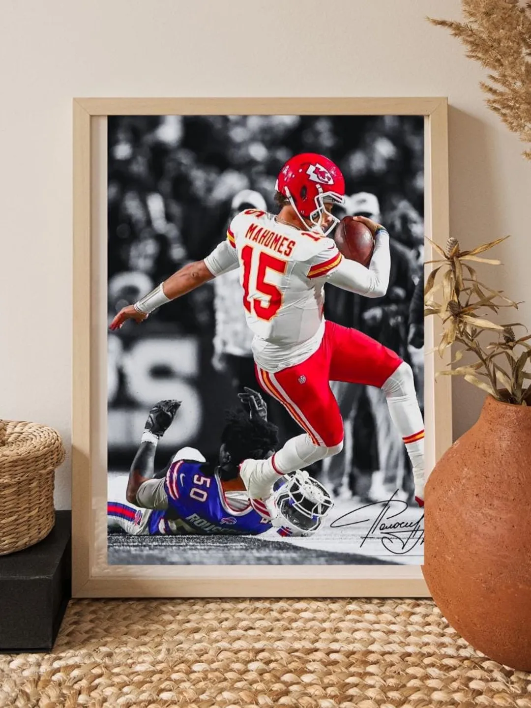 Patrick Mahomes Signed Poster Kansas City Chiefs NFL Quarterback Wall Art Football Superstar Print