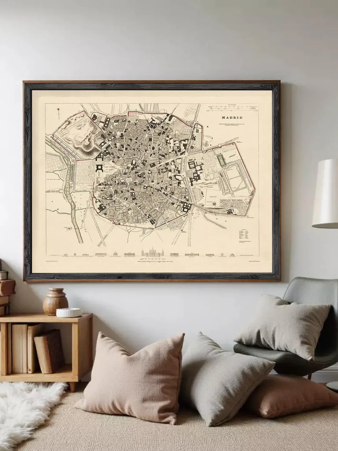 Vintage Madrid Map Print | 1831 Spain, Wall Art