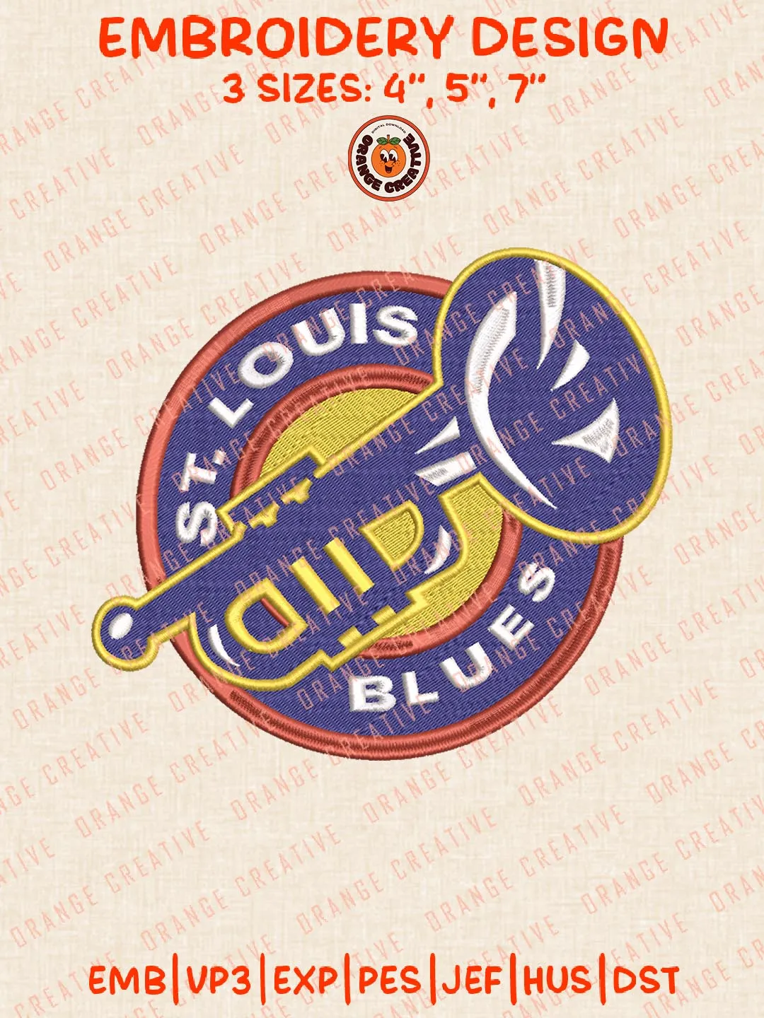 St Louis Blues NHL Logos Embroidery Designs, NHL Team Logo Embroidery Files, Machine Embroidery Design File, 4 Sizes, Custom Size, Digital Download