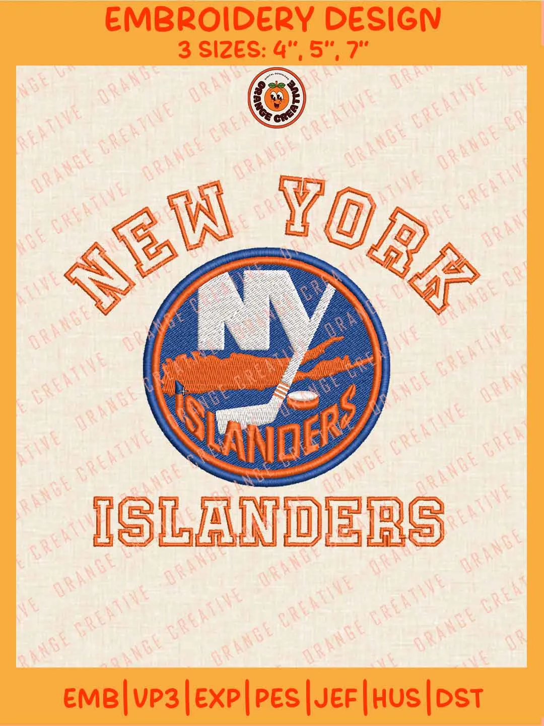 NHL New York Islanders Team Logo Embroidery Files, New York Islanders Hockey Team Embroidery Designs, NHL Islanders Machine Embroidery Files, NHL Hockey Team Machine Embroidery, Digital Download