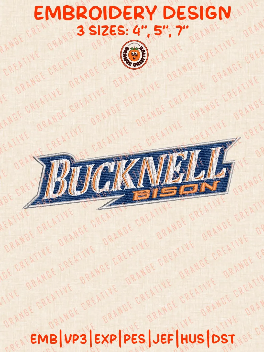 NCAA Bucknell Bison Text Embroidery Design, NCAA Team Logo Embroidery Design, Machine Embroidery Design File, 4 Sizes, Custom Size, Digital Download