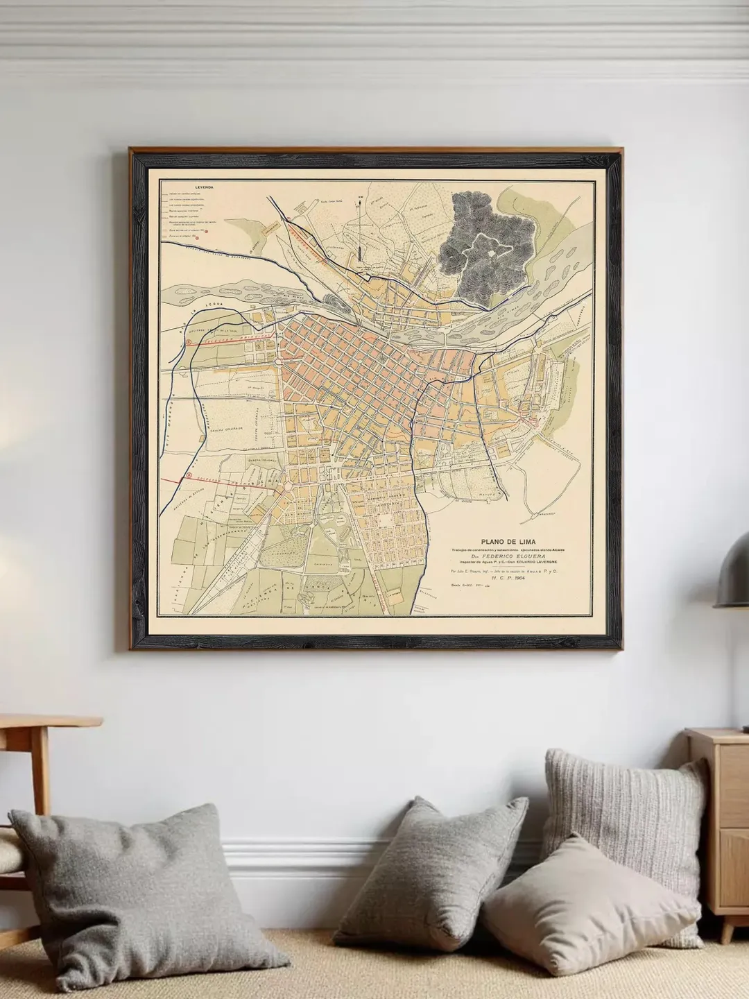 Lima Peru Map Print | 1904 Vintage Style Wall Art