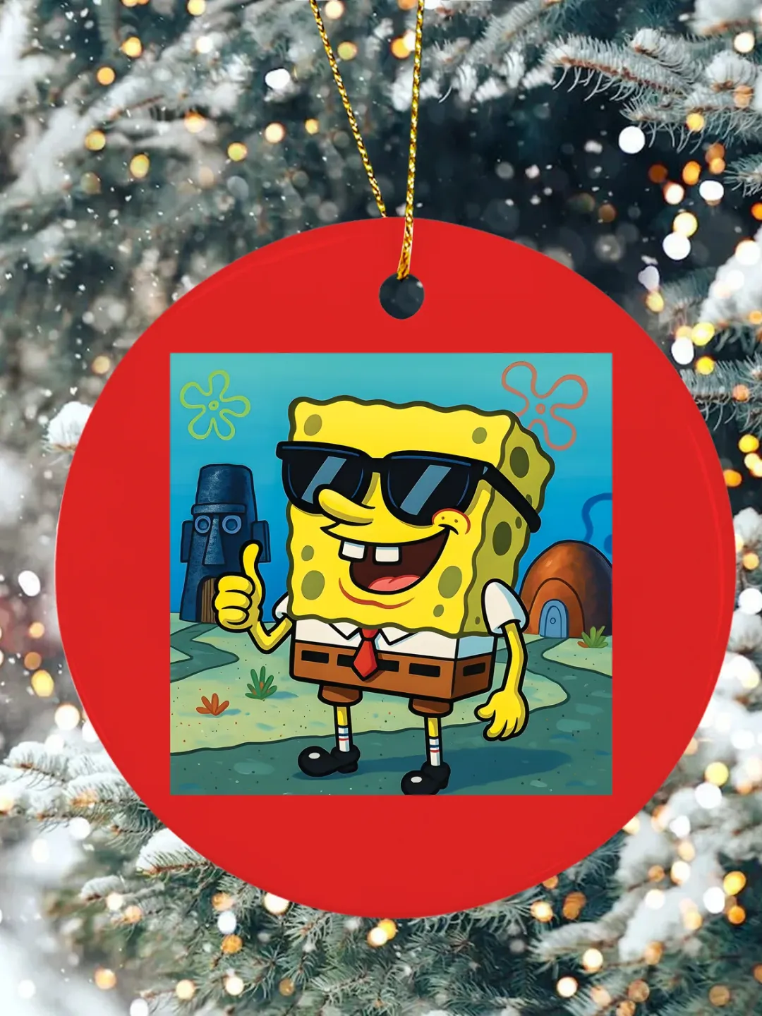 With SpongeBob Christmas Ceramic Ornament