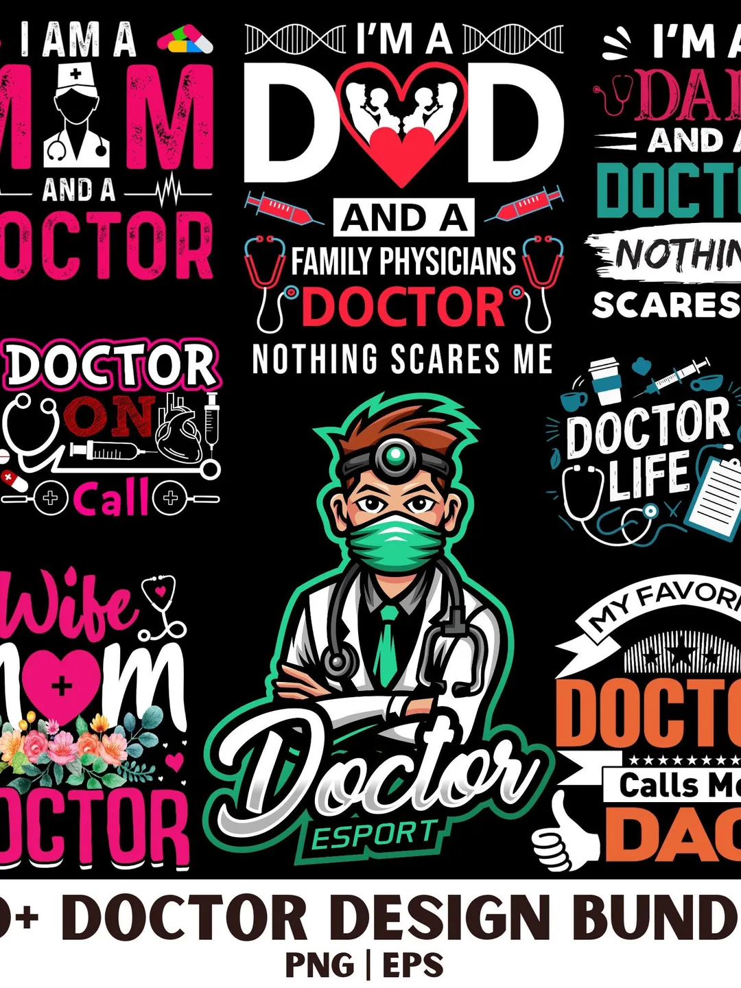 Doctor Shirt Design Bundle PNG and EPS Editable File (Digital Download)