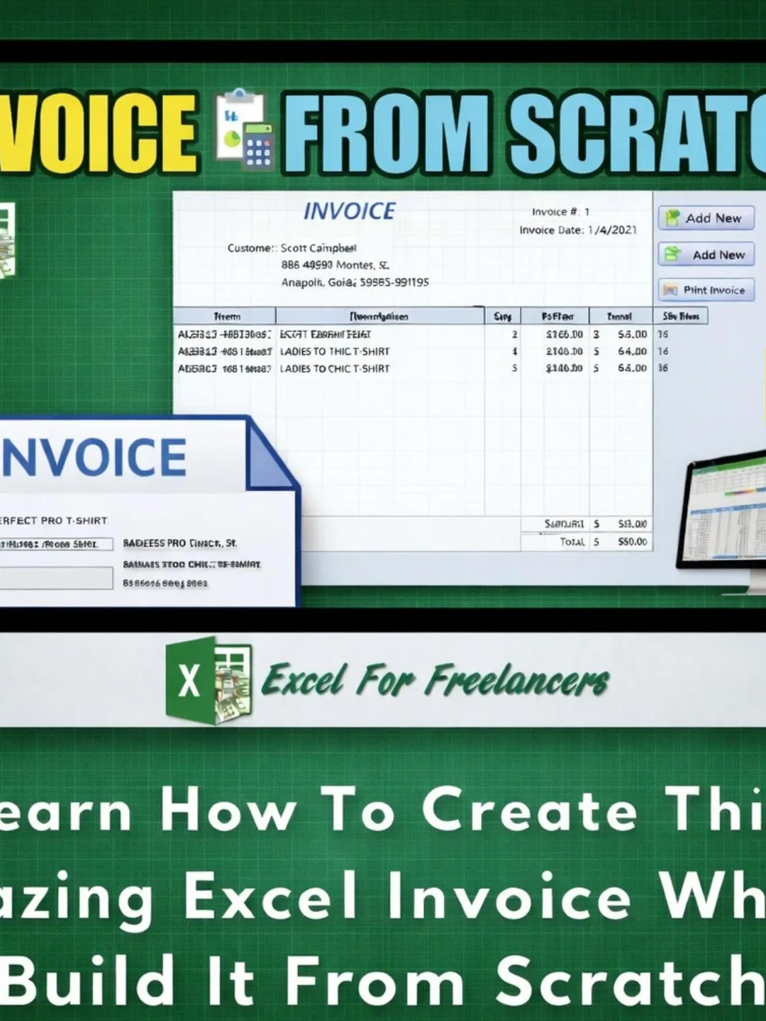 Excel Invoice Template From Scratch For Freelancers And Small Business ...