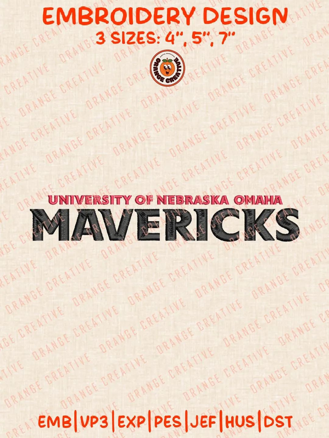 Omaha Uni.versity Mavericks Embroidery Design, NCAA Omaha Mavericks Logo Embroidery Design, Machine Embroidery Design File, 4 Sizes, Digital Download