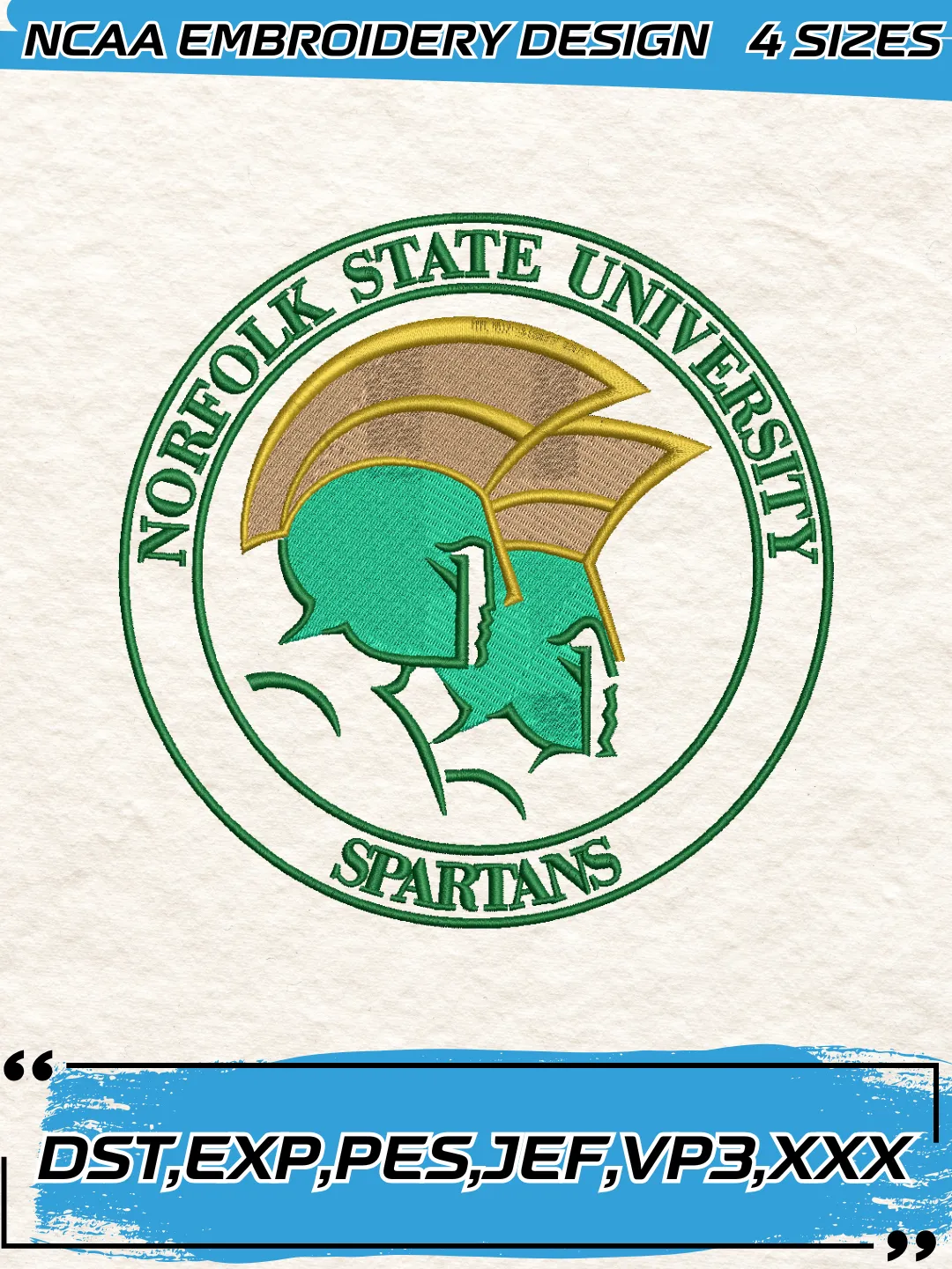 Norfolk State Spartans Logo Embroidery Design,NCAA Logo Embroidery Design,Machine Embroidery Design File,4 Sizes, Digital Download