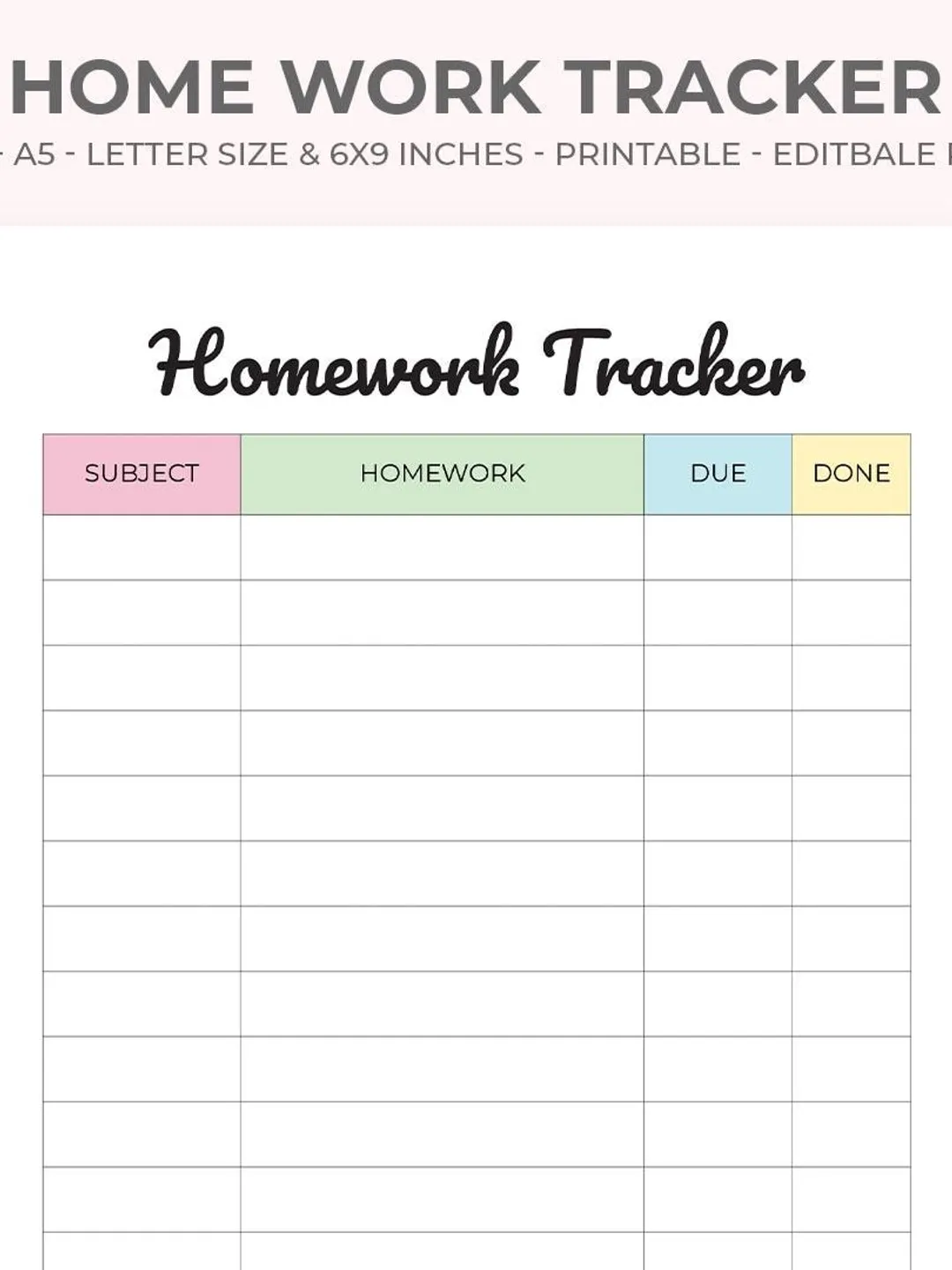 Homework Checker Pdf Homework Tracker: Printable Planner, Checklist, and Log (PDF Download ...