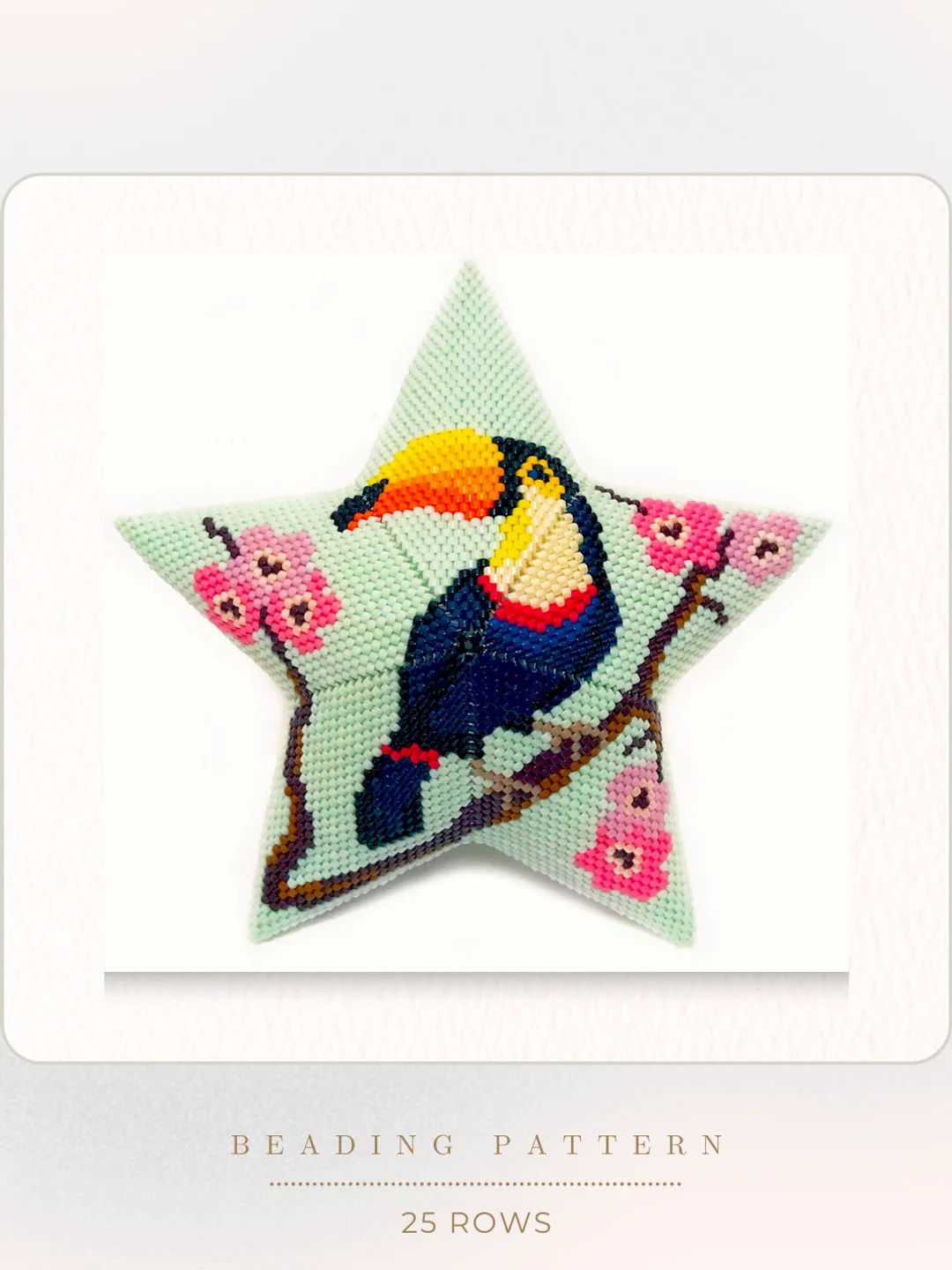 Toucan 3D Peyote Star Pattern, Beaded Star Pattern Birds, Beading Tutorial