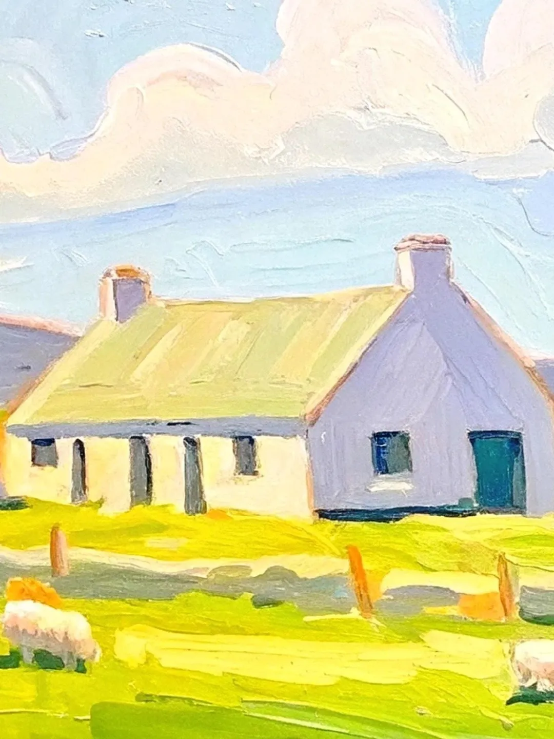 Ireland Painting Irish Cottage Original Art Sheeps Painting Landscape Impasto Oil Painting Farm Impressionist Art Gift by ArtProkopaloSv