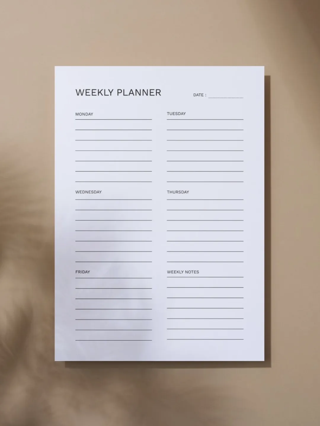 Undated Weekly Planner Printable, A4 Schedule Organizer (Digital Download)