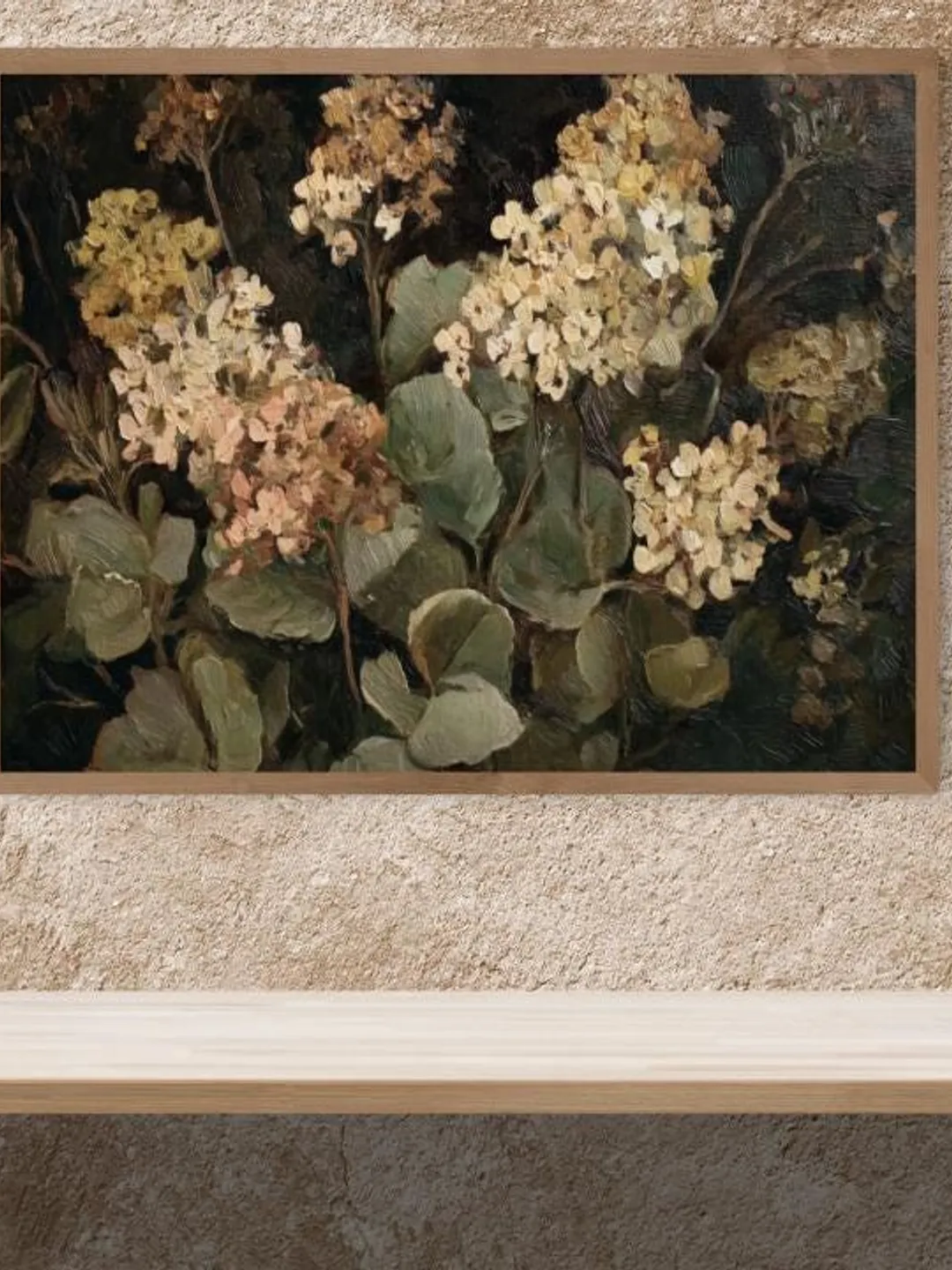 Vintage Hydrangea Floral Print - Moody Botanical Wall Art (Digital ...