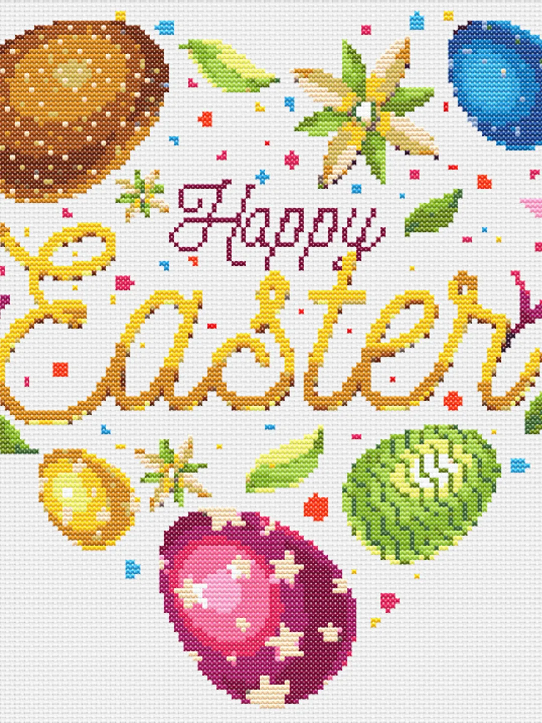 Happy Easter Cross Stitch Pattern PDF