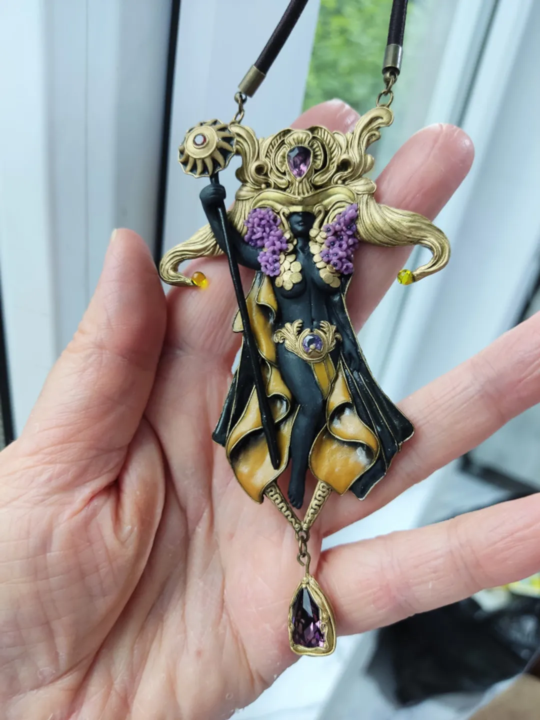 Sun Goddess Necklace, Sculpture Necklace, Unique Necklace, Collection Jewelry