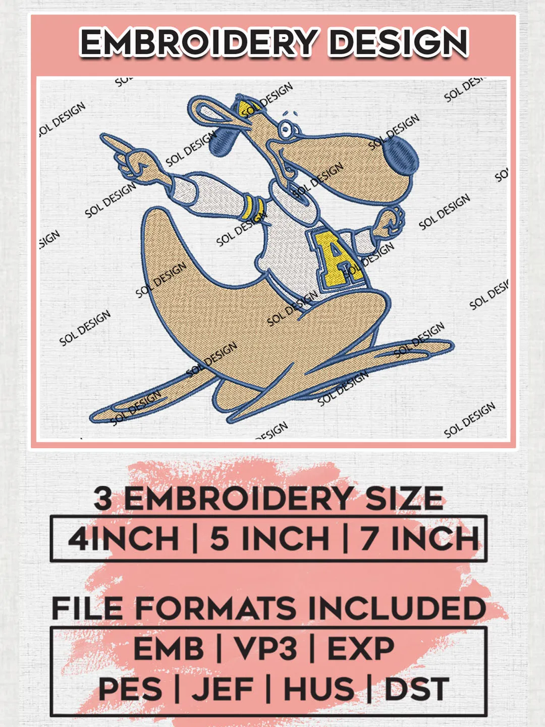 NCAA Akron Zippy Team Funny Mascot Logo embroidery designs, NCAA Akron Zips Logo Machine embroidery designs, NCAA Team Logo embroidery designs, NCAA Game Day Machine embroidery designs, Digital Download
