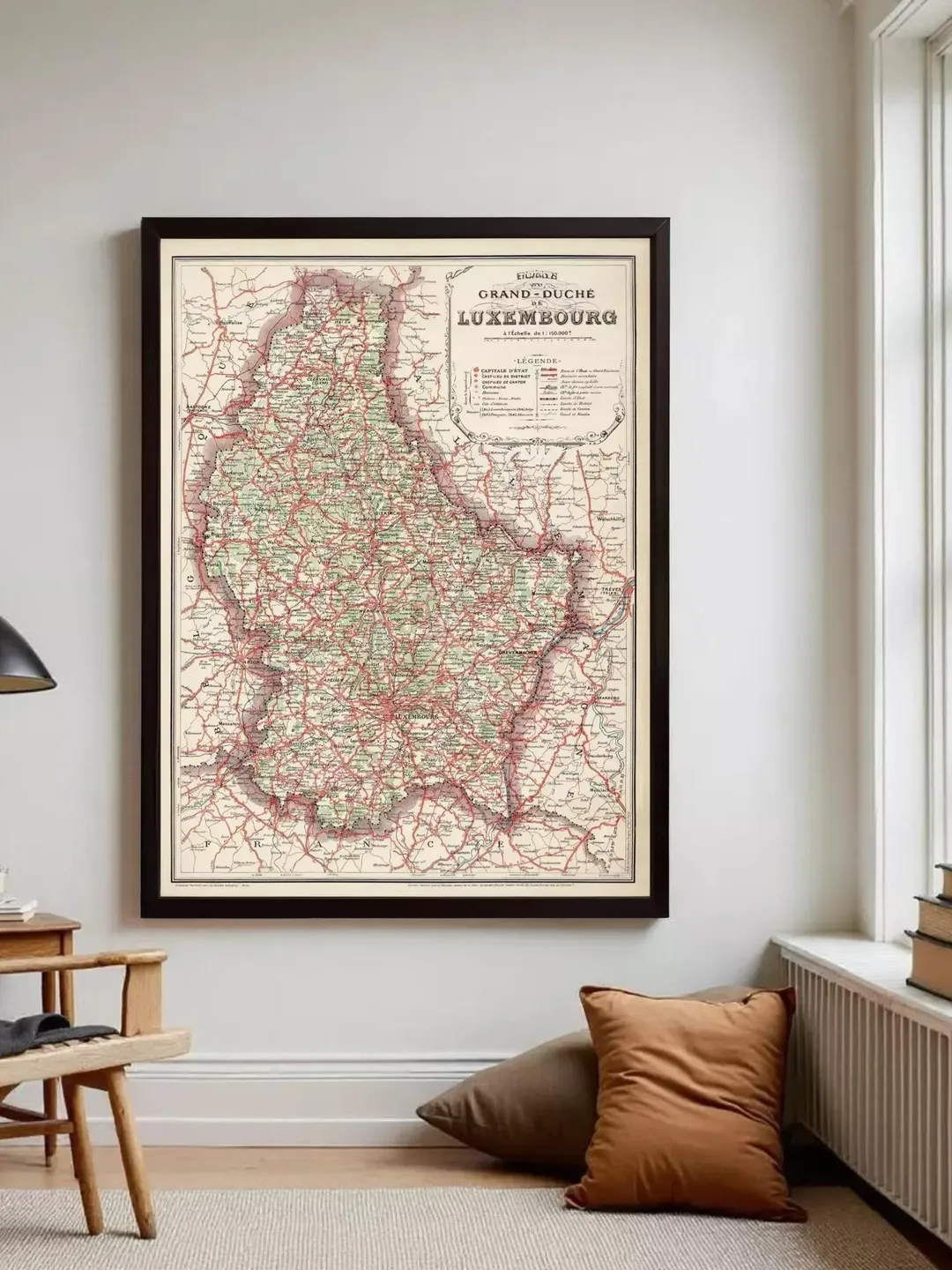 Old Map of Luxemburg Luxembourg 1929  | Wall Map Print