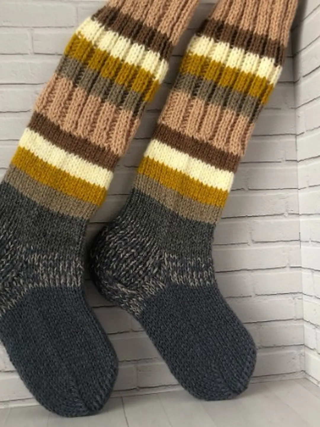 Warming Knee Socks Knitted Handmade