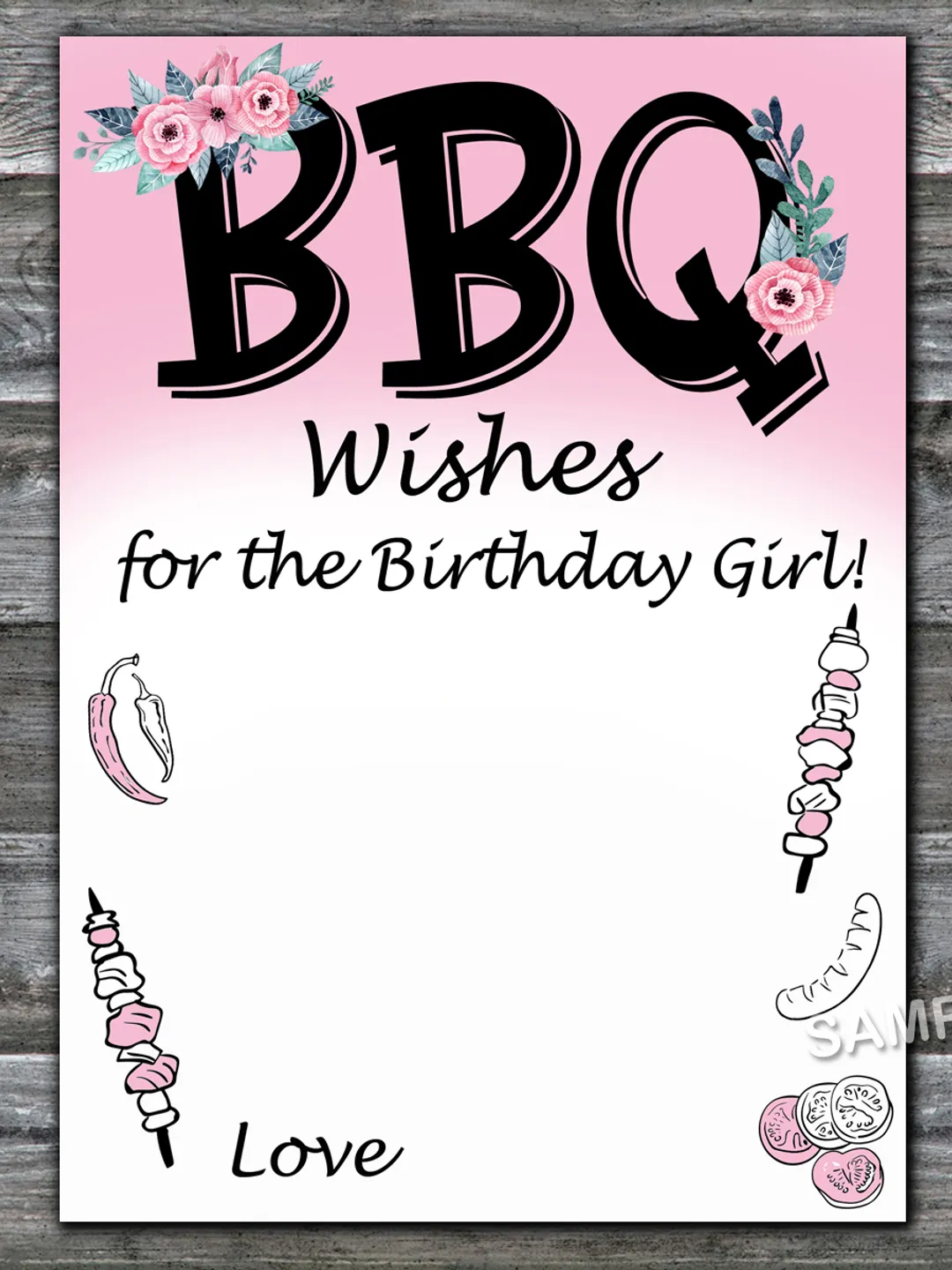 BBQ Birthday Game Wishes for the birthday girl,Adult Birthday party ...