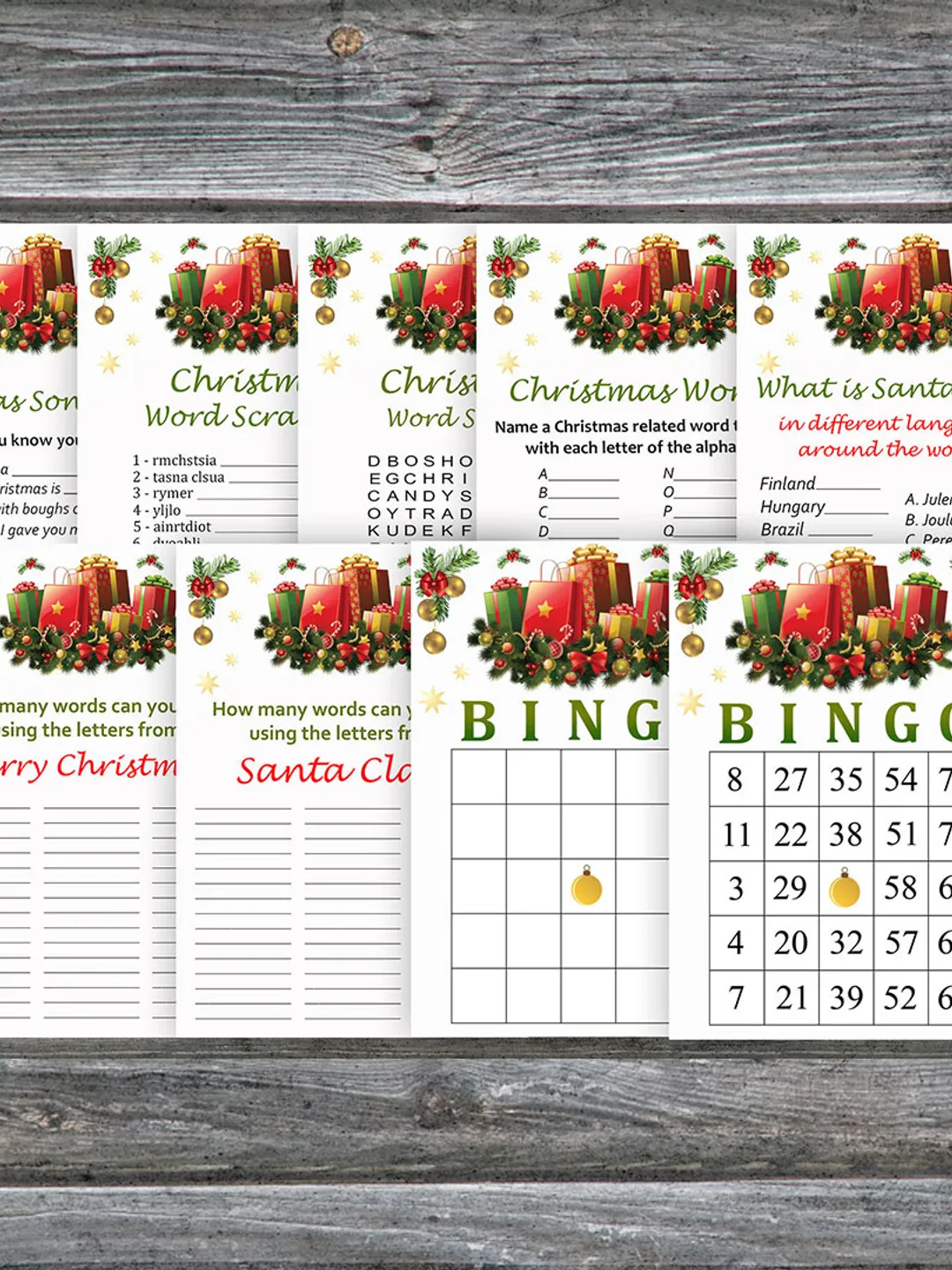 Christmas party games bundle,Printable Christmas Party Game Pack,Christmas presents Christmas Trivia Game Cards