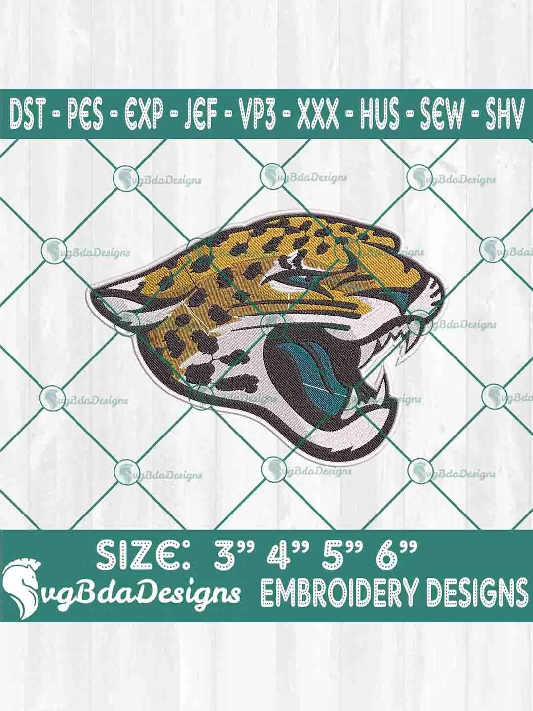 Jacksonville Jaguars Machine Embroidery Design, NFL Embroidery Machine Designs