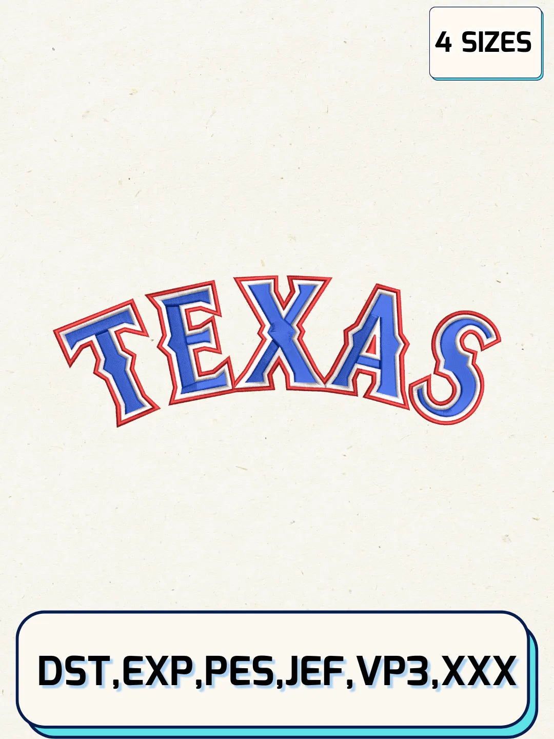 Texas Rangers Cap Logos Embroidery Design Files, MLB Logos Embroidery Designs, Machine Embroidery Files, 4 Sizes