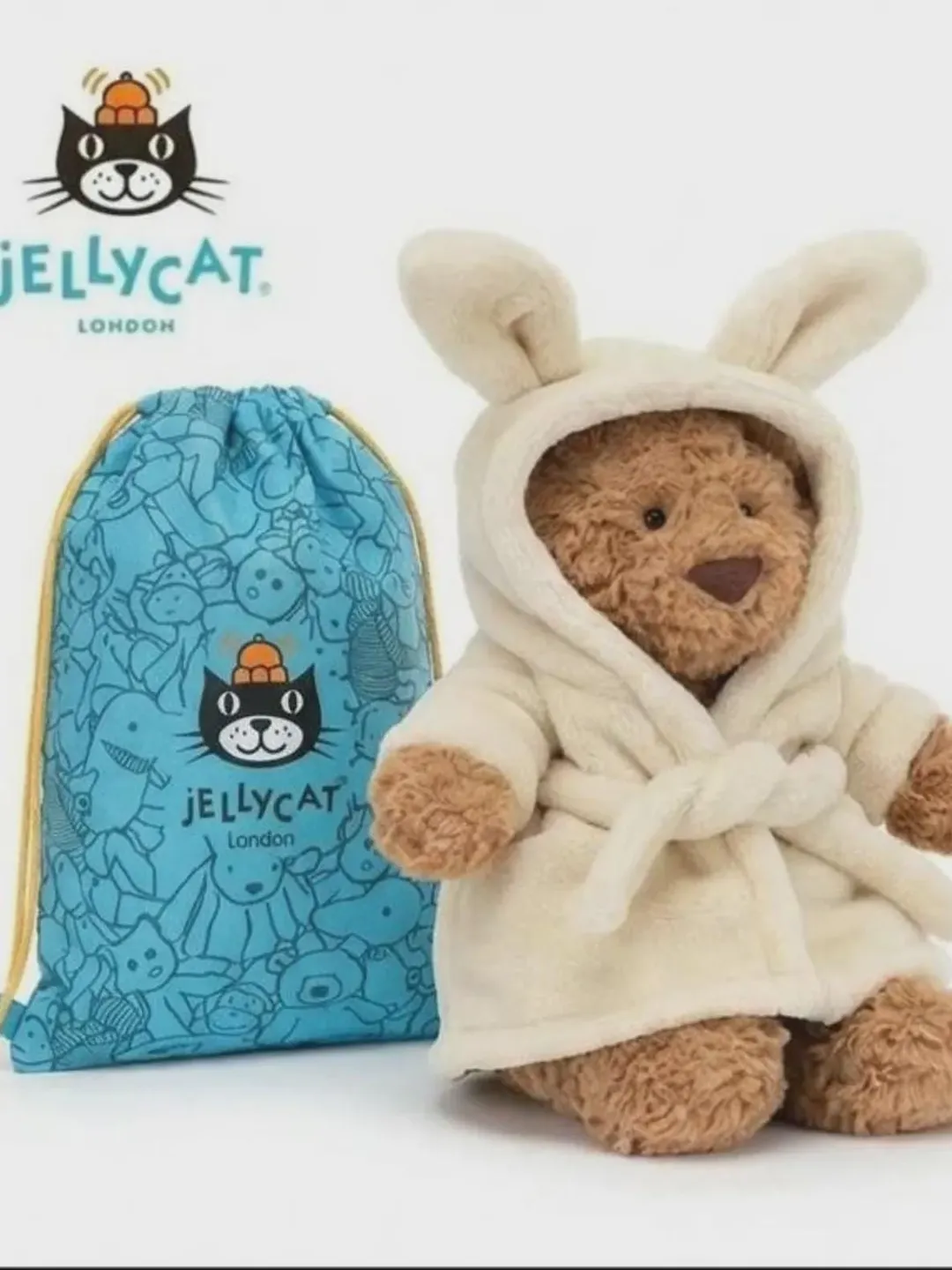Jellycat Bartholomew Bear Bathrobe Plush Doll Dust Bag New with