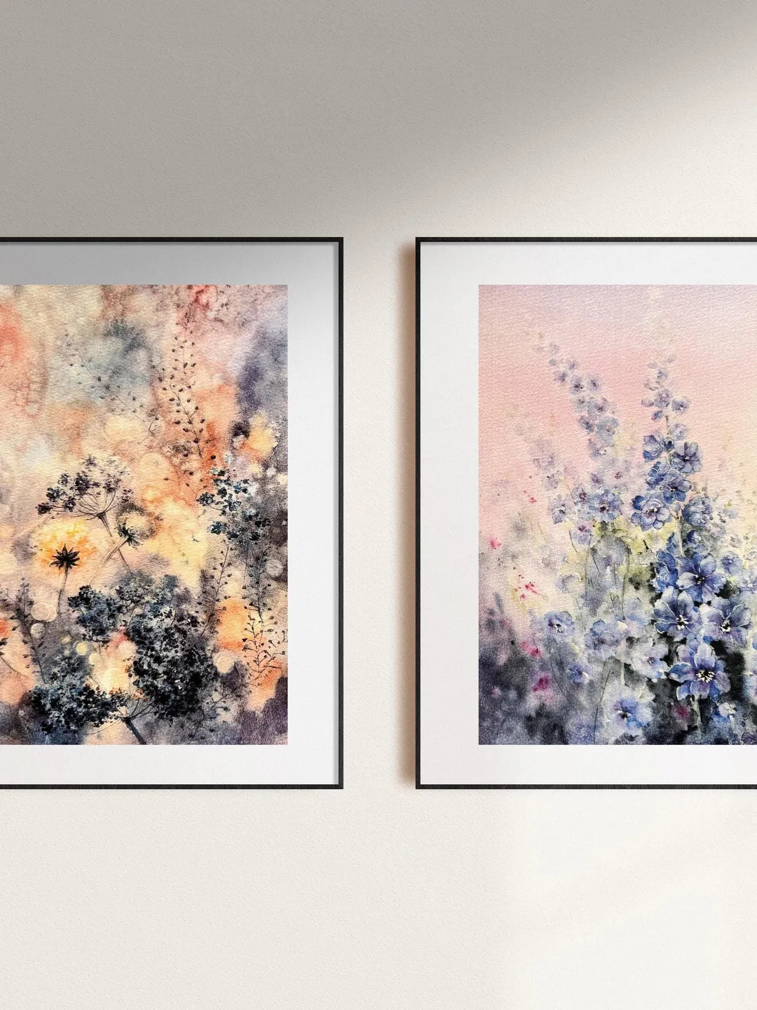 Wildflowers Painting Set of 2 Prints Flowers Watercolor Wall Art Floral ...