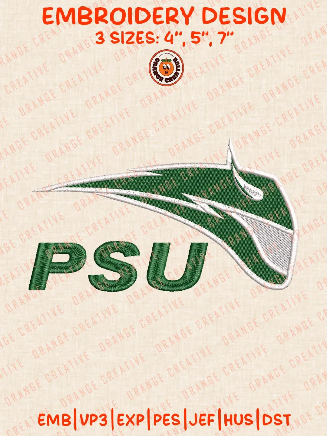 NCAA PSU Logo Embroidery Design, NCAA Portland State Vikings Team Logo Embroidery Design, Machine Embroidery Design File, 4 Sizes, Digital Download