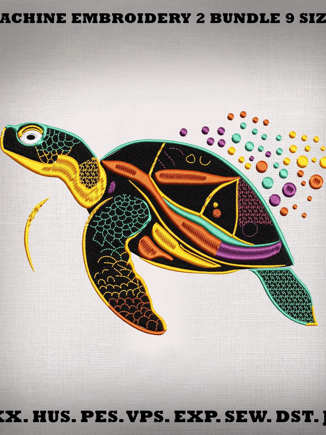 Sea Turtle Machine Embroidery Design, Ocean Anime Embroidery File ...