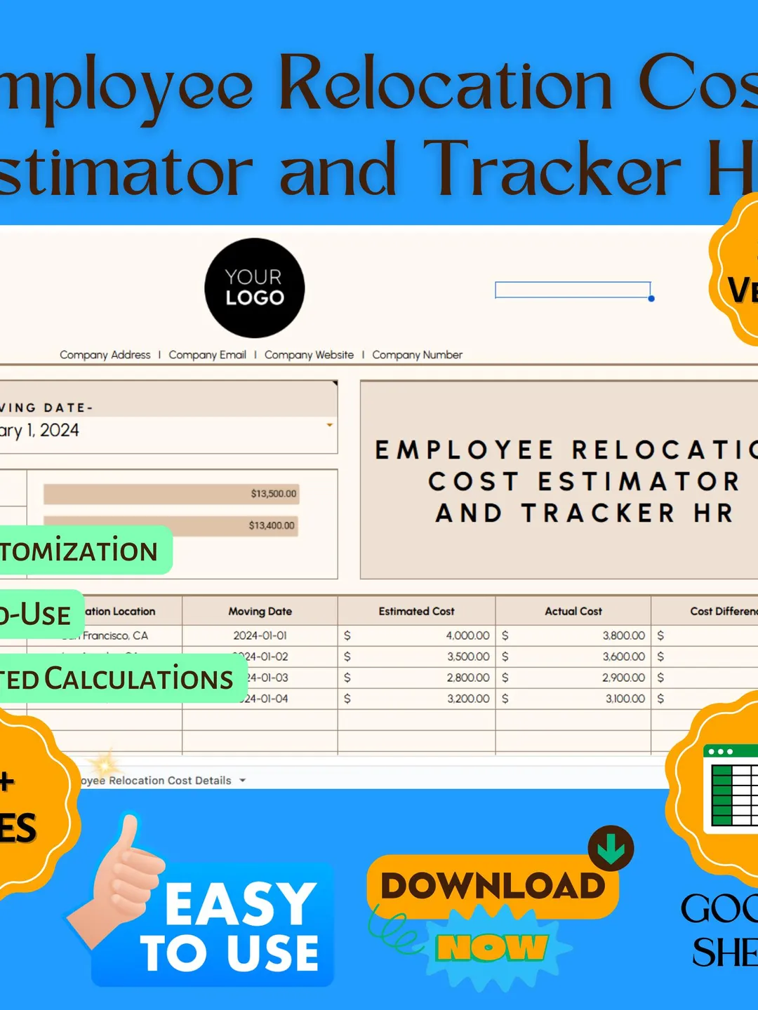 Employee List Template, Google Sheets Staff Directory, Digital Download ...