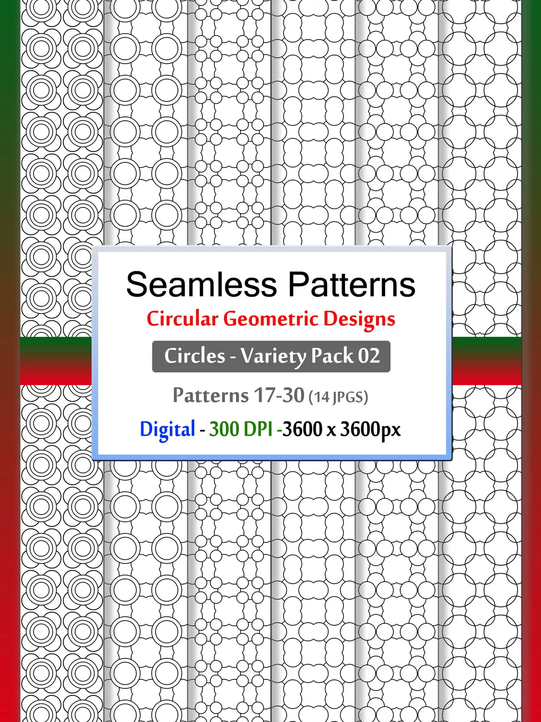 14 Seamless Circle Patterns, Circular Geometric Designs, High Quality ...