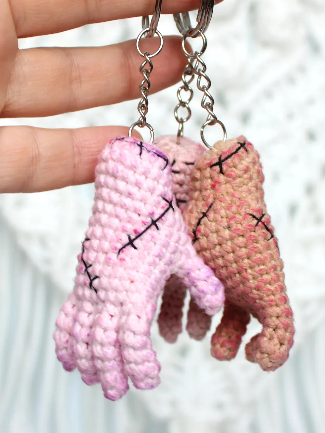 Hand crochet pattern Thing keychain bag Hand Addams crochet