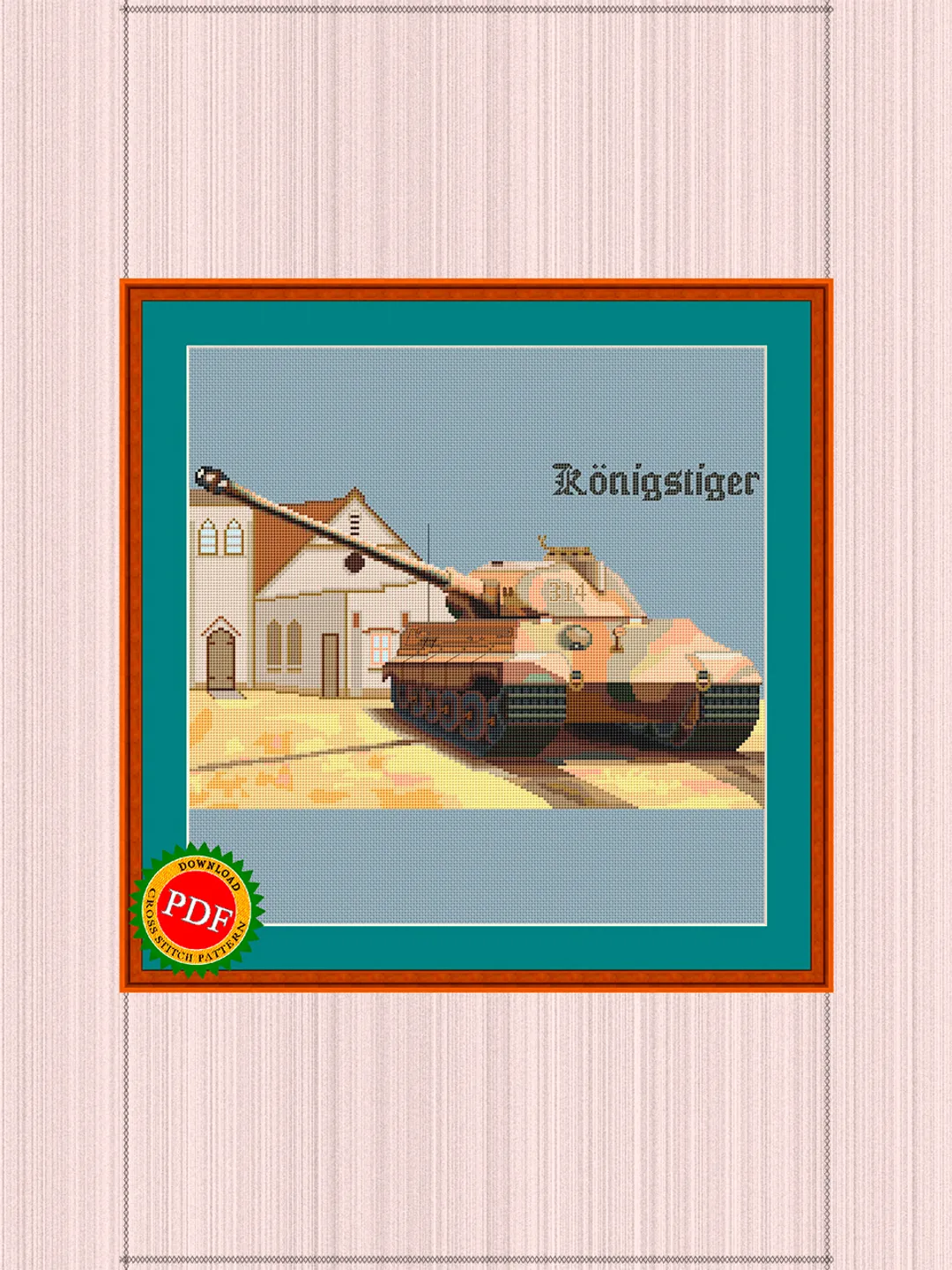 German Heavy Tank King Tiger Cross Stitch Pattern | Royal Tiger Tank | Heavy Tank