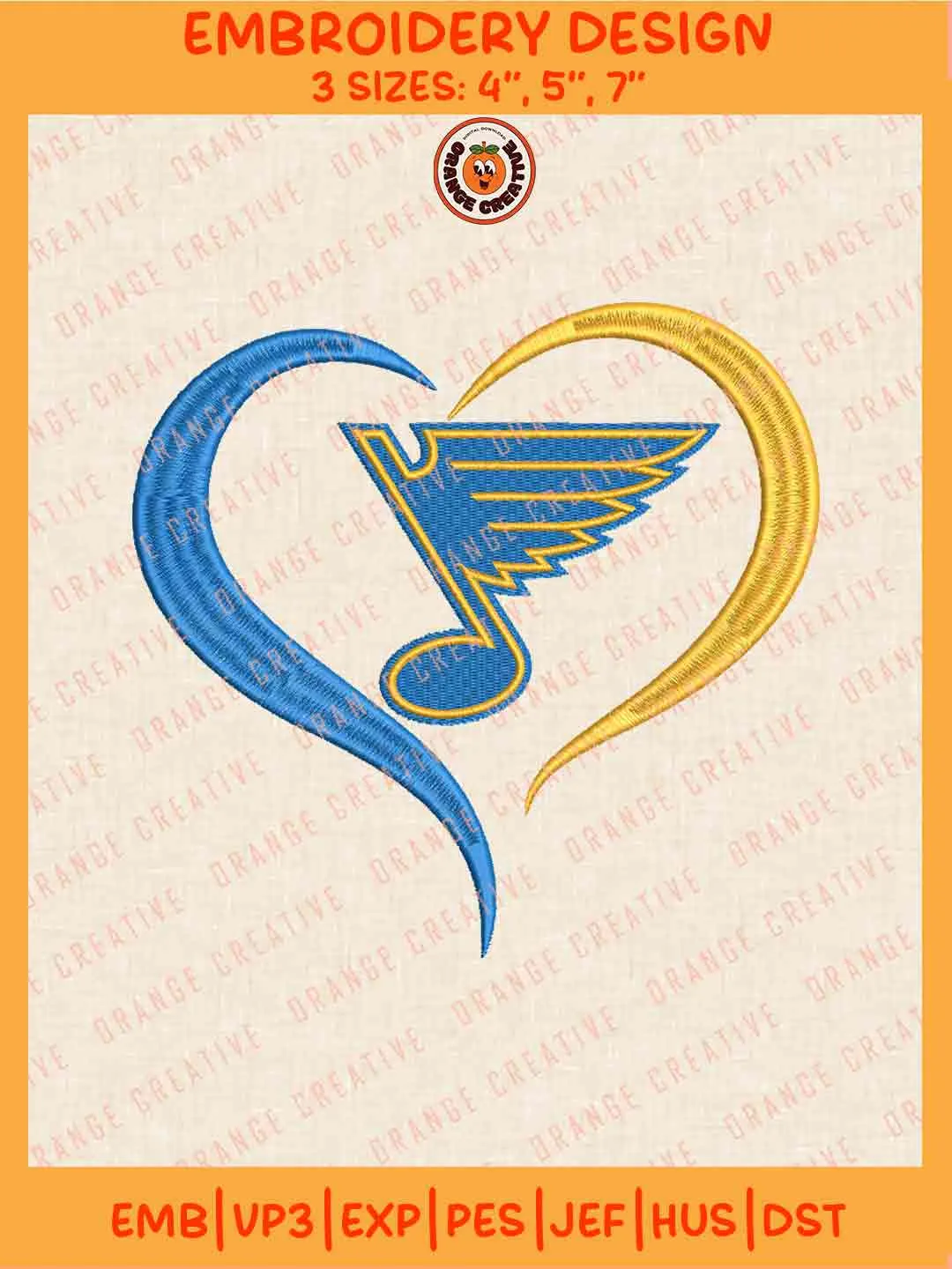 NHL St Louis Blues Team Heart Logo Embroidery Files, St Louis Blues Hockey Team Embroidery Designs, NHL St Louis Blues Machine Embroidery Files, NHL Hockey Team Machine Embroidery, Digital Download