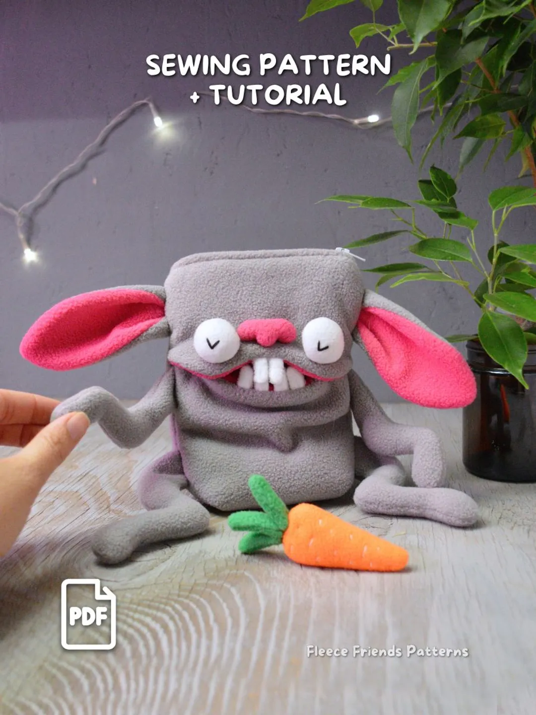 Bunny Bag Pattern with Zipper. Bunny Sewing Pattern. Rabbit Purse PDF. Plush Bag DIY Tutorial