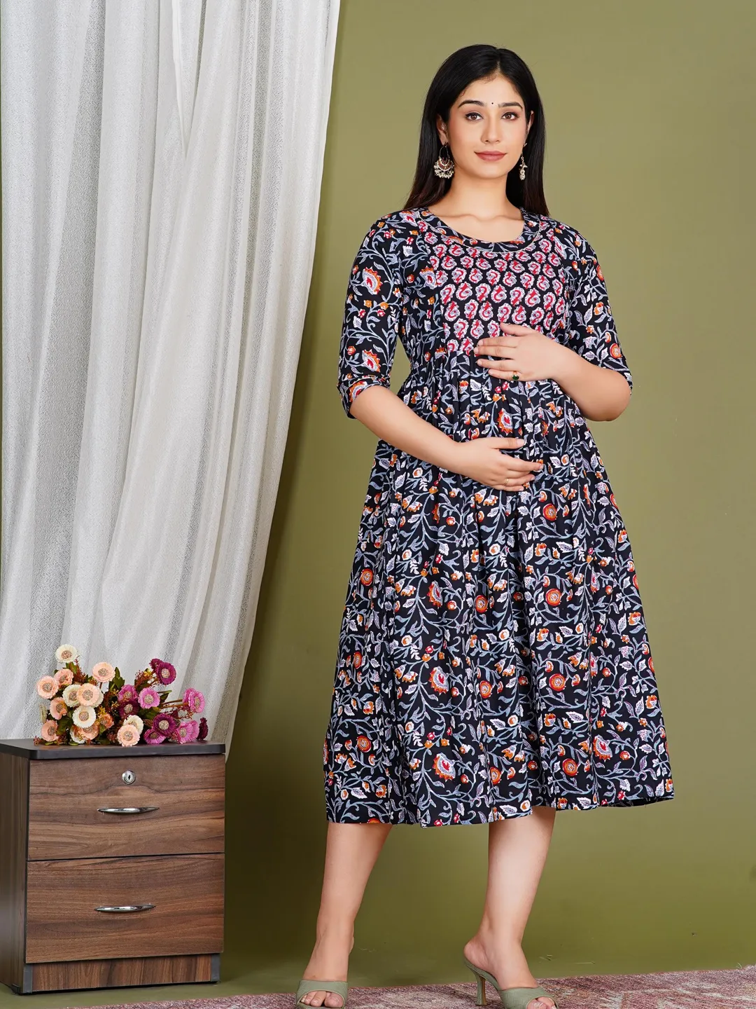 cotton maternity nursing dress Eliza Dress in Cotton Gauze